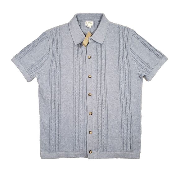 New! J.Crew Cable Knit Cardigan Sweater Polo Mens Medium Blue NWT Bluestone - Picture 1 of 6